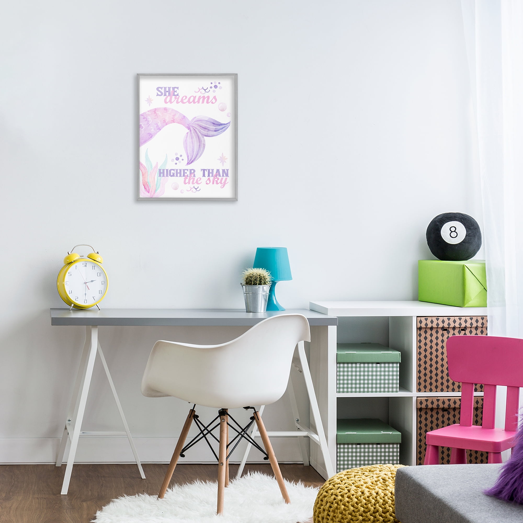 She Dreams Higher Than The Sky Gray Framed Giclee Art, design by Kim Allen