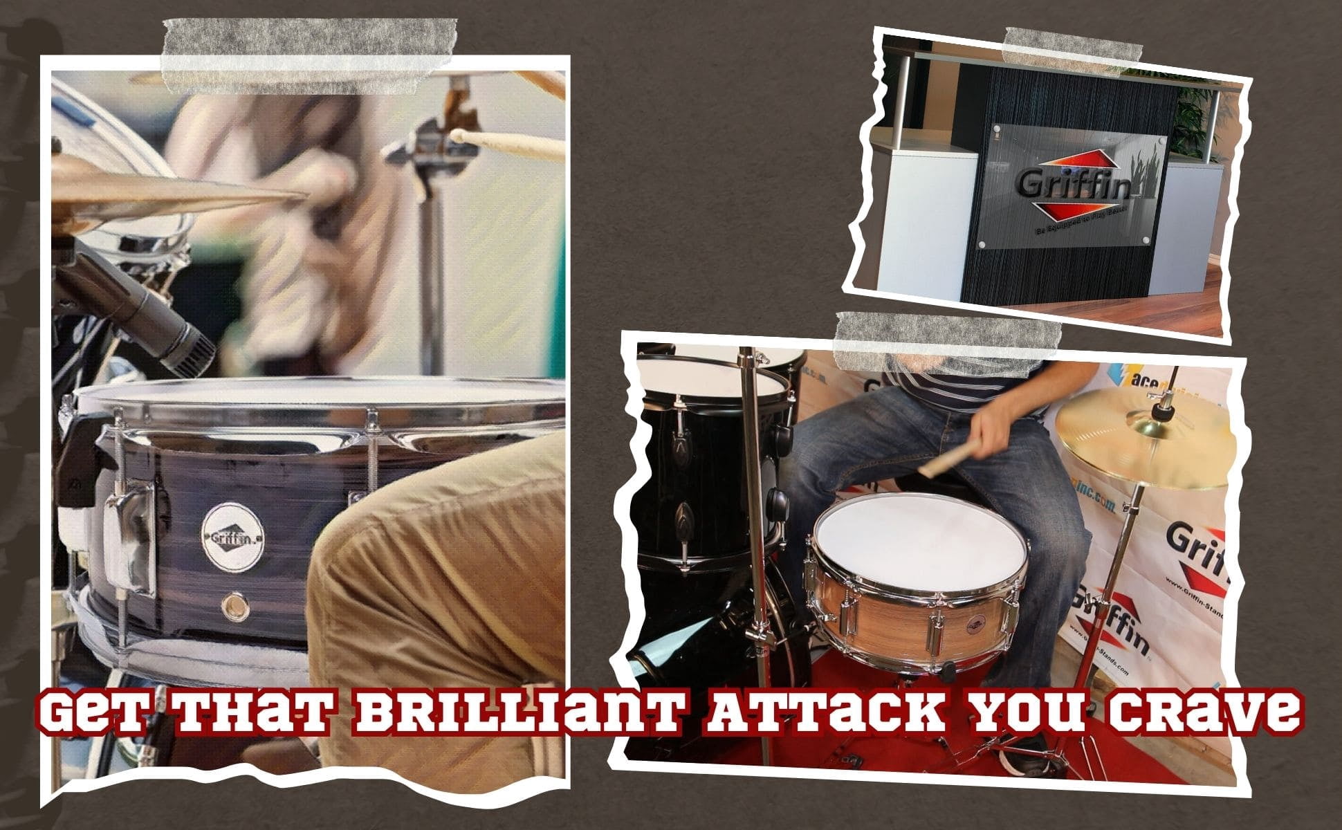Griffin Wood Snare Drum - Zebra 14"x5.5 Poplar Shell Percussion Head Key Kit Set