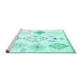 thumbnail image 2 of Ahgly Company Machine Washable Indoor Round Solid Turquoise Blue Modern Area Rugs, 5' Round, 2 of 4