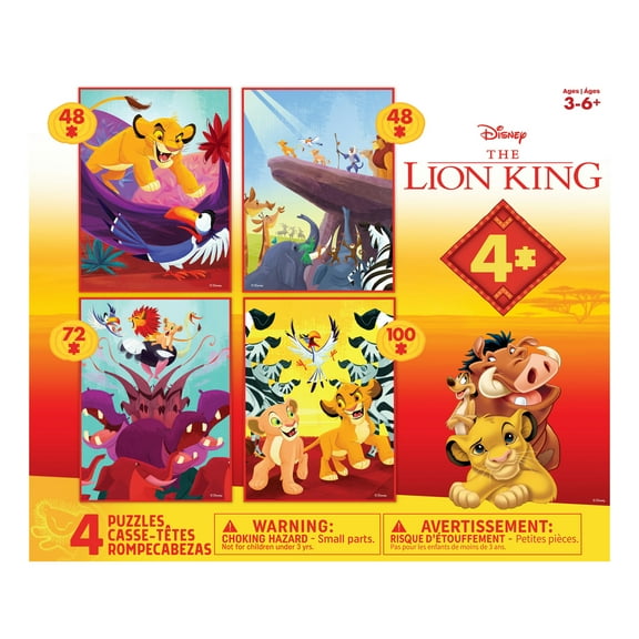 Ceaco Lion King Kids 4-in-1 Multipack Interlocking Jigsaw Puzzles for Children Ages 6 