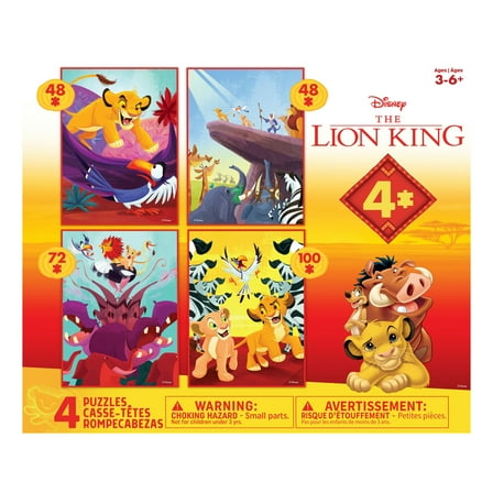 Ceaco Lion King Kids 4-in-1 Multipack Interlocking Jigsaw Puzzles for Children Ages 6