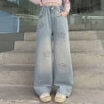 thumbnail image 6 of YMNXA Children Kids Girls Denim Pants Elastic Waist Wide Leg Straight Fit Appliques Comfortable Fashion Jeans Trousers With Pockets For Daily Wear,Light Blue,5-6 Years, 6 of 9