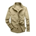 thumbnail image 3 of PMVFHDE Men Fishing Shirt Long Sleeve Comfortable Button Down Travel Work Long Sleeve Work Shirts For Men For Summer Khaki,XL, 3 of 3