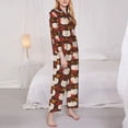 thumbnail image 3 of Yiaed Autumn White Pumpkin Print Pajamas Women's Long Sleeve Sleepwear Soft Button Down Loungewear Pjs Lounge Set Nightwear Womens Pajama Pants-X-Large, 3 of 7