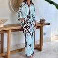 thumbnail image 2 of Plus Size Two Piece Sets for Women Long Sleeve Button Down Shirt and Wide Leg Pants Floral Print Loose Casual Suits (Light Blue 2XL), 2 of 5