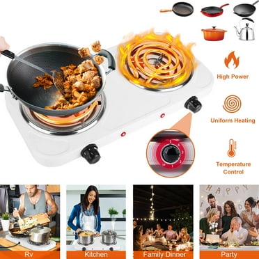 Double Burner, 2000W Induction Cooktop,Portable Electric Hot Plate,5 Level Adjustable Temperature Control Cooking Ranges, Easy to Clean for Home or Dorm