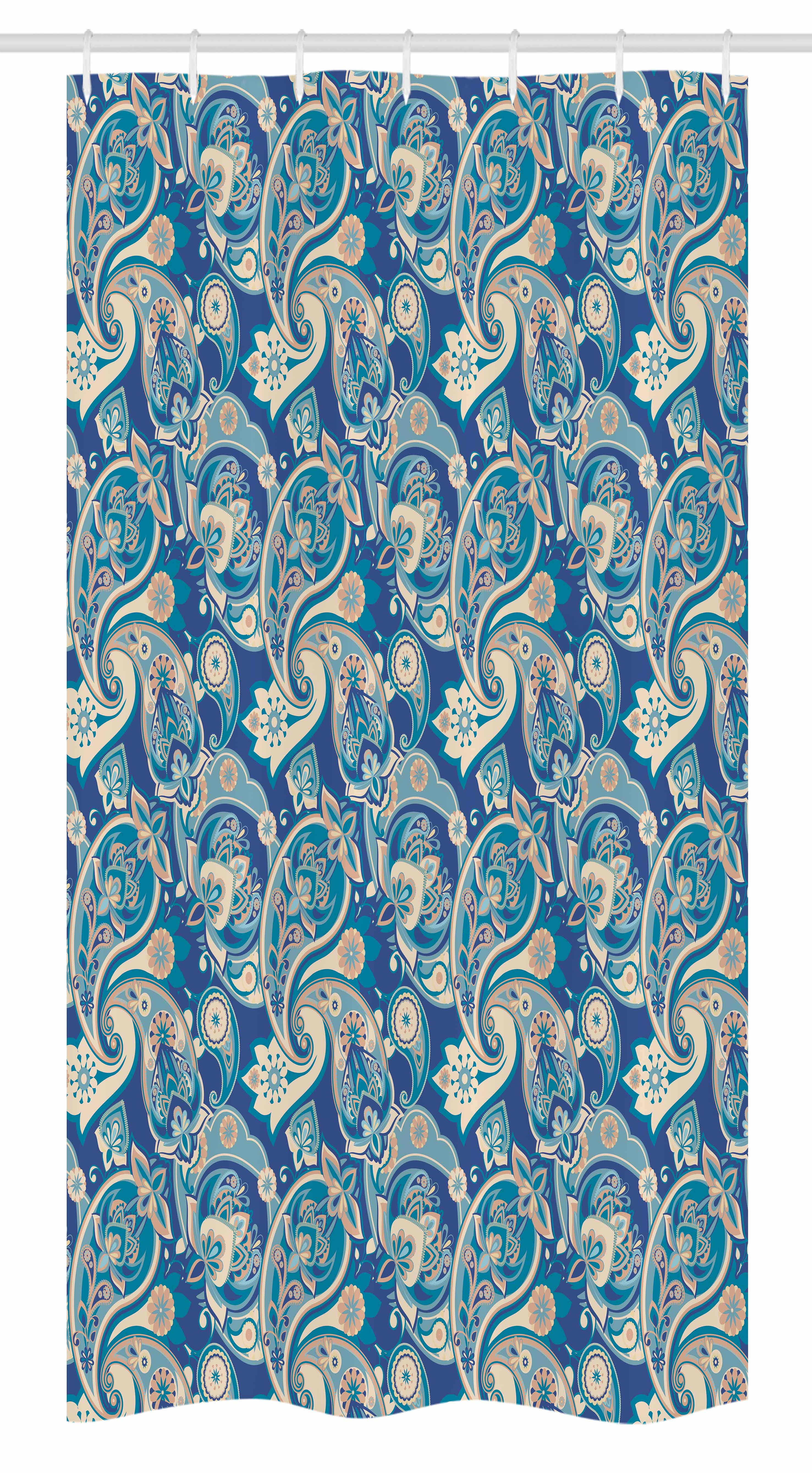 teal and tan shower curtain