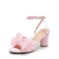 thumbnail image 1 of Sandalias de tacón DREAM PAIRS para mujer en satén rosa con lazo y tacón de 7,5 cm, 1 of 7