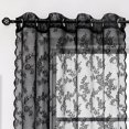 thumbnail image 3 of CUH 1-Piece Floral Voile Window Curtain For Living Room Eyelet Ring Top Tulle Window Drape Grommet Sheer Curtain Valance Black W:55"x L:57", 3 of 4