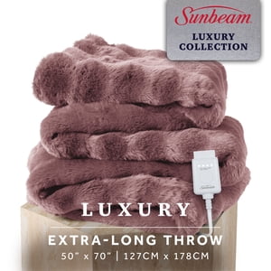 Heated Bubble Faux Fur Throw Blanket, Violet, 50 x 70 in