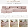 thumbnail image 5 of 144" Modular Upholstered Sofa, Free-Combined Sectional Couch with Two Curved Chaise Lounges, Five Back Pillows, Pink Boucle Fabric, Foam Seating, Modern L-Shaped Sofa for Living Room, 5 Seats, 5 of 8