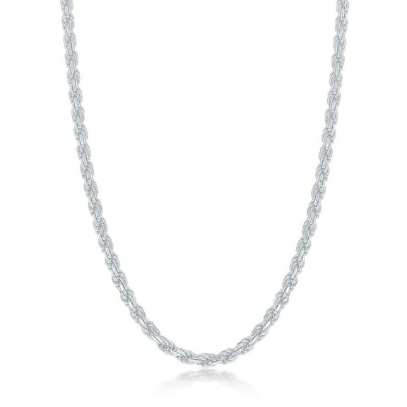 925 Sterling Silver Italian High Polished Diamond-Cut 3mm Rope 070 Gauge 18'' Chain Necklace Jewelry for Women or Teens