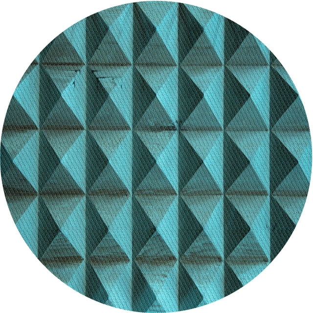 Ahgly Company Machine Washable Indoor Round Transitional Dark Turquoise Green Area Rugs, 8' Round
