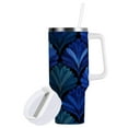 thumbnail image 2 of 40 oz Insulated Stainless Steel Tumbler Double Wall Stainless Steel Tumbler with 2-Way Drinking Blue Batik Leaves Pattern, 2 of 9