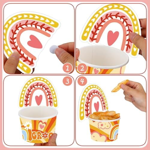 40 Pcs Groovy Snack Cups, Groovy Ice Cream Cups, Retro Hippie Birthday Decorations Supplies, Hippie Boho Bowl for Baby Bridal Shower Girls Birthday Party Favors$$Home Decor, Kitchen, & Other