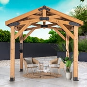 Backyard Discovery Norwood 10' x 10' Cedar Wood Gazebo, Galvanized Steel Roof, PowerPort