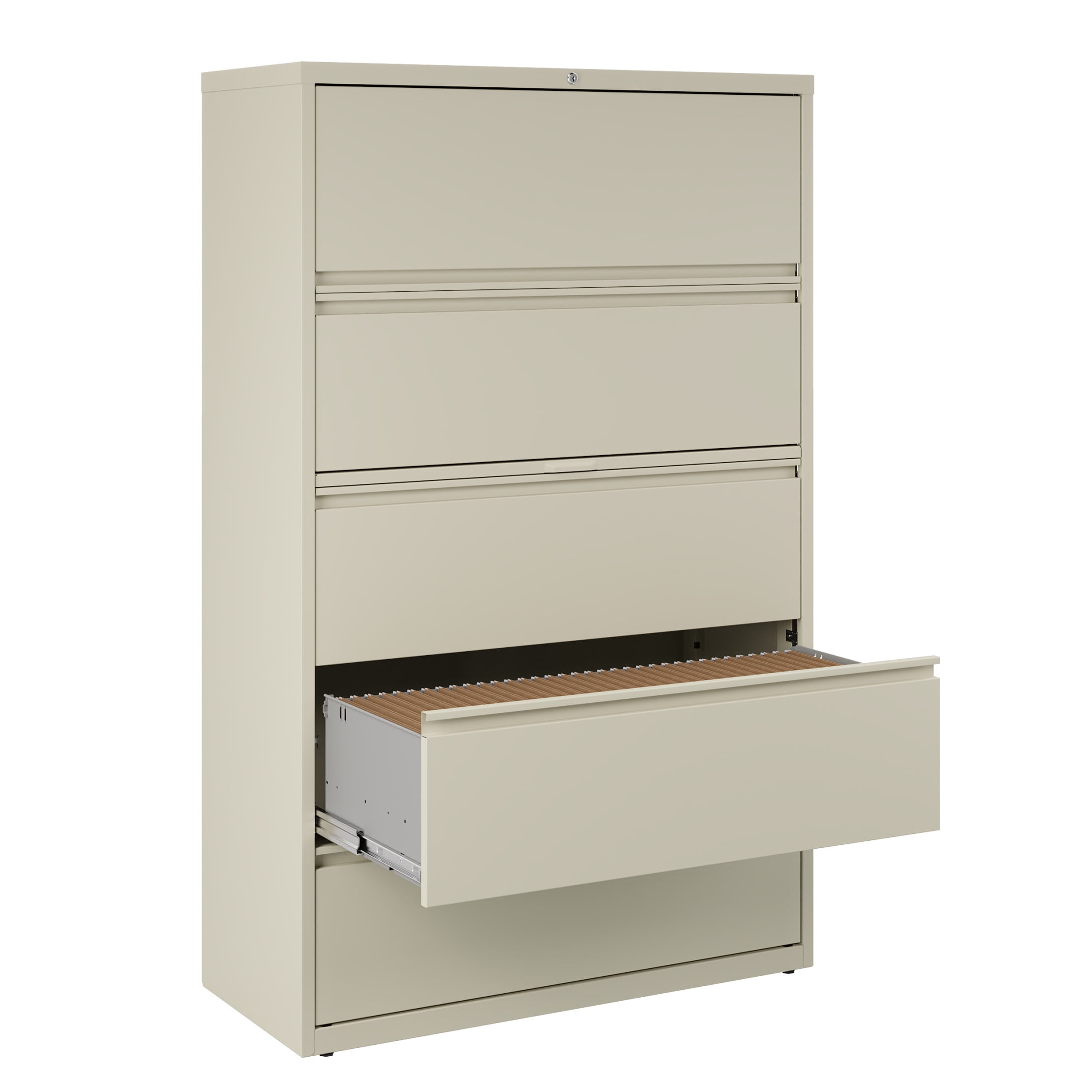 Hirsh 42 inch Wide 5 Drawer Metal Lateral File Cabinet for Home and Office, Holds Letter, Legal and A4 Hanging Folders, Putty