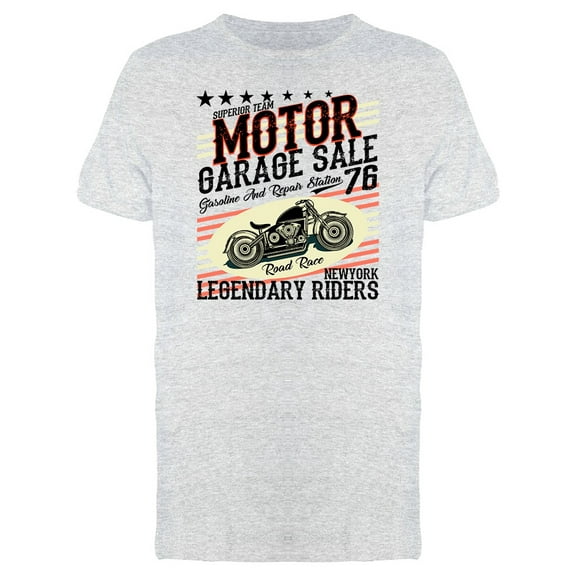 Motorcycle Garage Sale Graphic Tee Men's -Image by Shutterstock