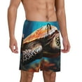 thumbnail image 2 of Tideii Realistic Turtle Print Men's Short Pajama Pants, Elastic Pocket Summer Pajama Pants Sleepwear, Lounge Pants-3X-Large, 2 of 6
