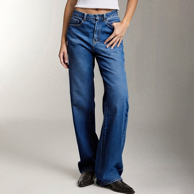 WILLBEST Pantalones Mujer Pantalones Vaqueros Casuales de Pierna Ancha para Mujer, Pantalones Vaqueros Holgados de Corte Holgado, Cintura Alta, Cómodos y Elásticos, a La Moda Extra Grande