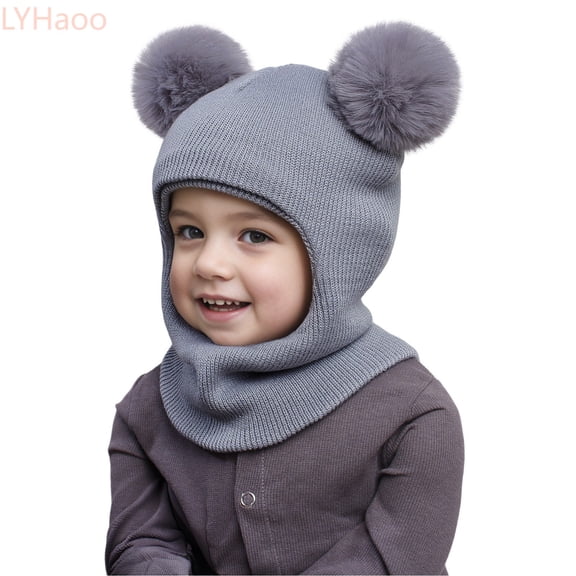 LYHaoo Toddler Winter Hat Scarf Set, Unisex Kids Beanie Hat Scarf Knit Warm Hats for Boys Girls