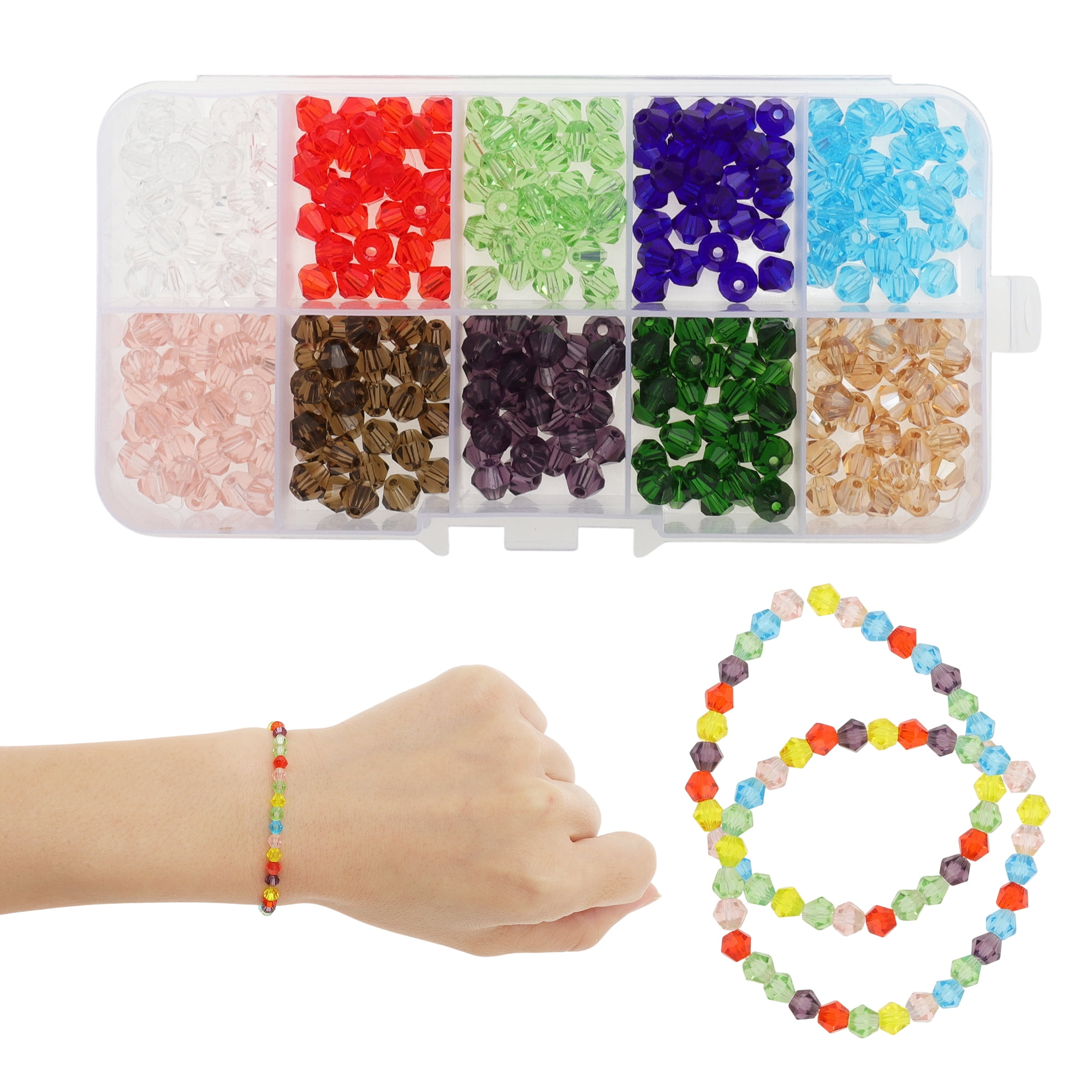 Unique Bargains 600 Pcs 4mm Glass Beads for Jewelry Making DIY Crafts Assorted Color