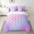 thumbnail image 2 of Castle Fairy Children Teens Girls Ocean Mermaid Bedding Comforter Set 7pcs,Cute Sea Princess Queen Bedding Sets Super Cozy,Abstract Gradient Ombre Queen Sheet Sets,Luxury Bedroom Decor,Reversible, 2 of 8