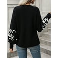 thumbnail image 5 of KelaJuan Women Knit Sweater Long Sleeve Crew Neck Abstract Lines Loose Pullover Warm Sweater for Fall Winter, 5 of 6