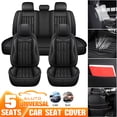 thumbnail image 2 of ELUTO 5 Seats 11pcs PU Leather Car Seat Cover Full Set Seat Cushion Universal for Car Truck Sedan SUV (Black), 2 of 14
