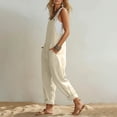 thumbnail image 4 of Women's Fashionable Casual Loose-Fit Plain Sleeveless Jumpsuit With Patch Pockets, Size S-2XL, 4 of 5