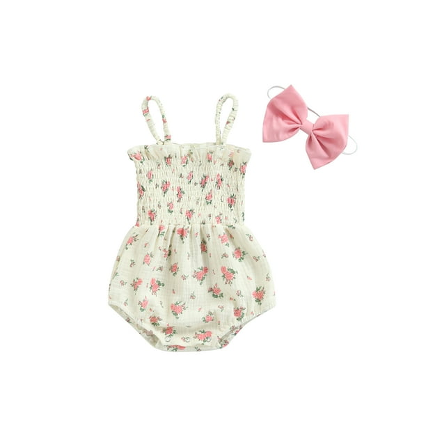 Floral Infant Baby Girl Summer Clothes 3 6 9 12 18 24 Months Halter Romper Bodysuit Sleeveless