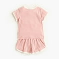 thumbnail image 6 of Yammkia 2PCS Outfits Kids Sports Tracksuits Girl Clothes Rib Knit Romper Print Shorts Baby Summer Clothes for 4Y,Pink, 6 of 6
