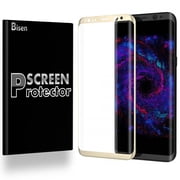 Samsung Galaxy S8 [2-PACK BISEN] 3D Curved Full Cover Screen Protector [Case Friendly], Edge-To-Edge Protect [Gold]