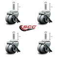 thumbnail image 2 of Low Profile Thermo 2 Inch Dual Wheel ½” Threaded Stem Caster with Brake Set SCC, 2 of 2
