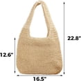 thumbnail image 7 of LinYooLi Straw Beach Bag with Zipper Large Woven Summer Boho Tote Handbag Rattan Wicker Purse for Shopping Summer Vacation, 7 of 7