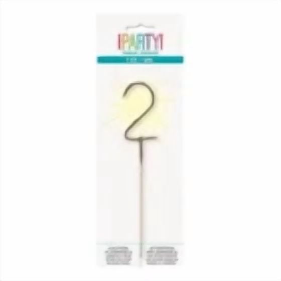 ELVY- Gold "2" Sparkler Birthday Cake Candle By Unique