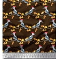 thumbnail image 1 of Soimoi Brown Rayon Fabric Autumn Leaves & Woodpecker Bird Print Fabric by Yard 42 Inch Wide, 1 of 3