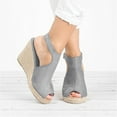 thumbnail image 3 of keusn women's open toe espadrille platform sandals wedges buckle ankle strap solid sandals roman women's sandals gray size 10, 3 of 7