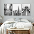 thumbnail image 3 of PixonSign Framed Canvas Print Wall Art Set Black & White New York Brooklyn Bridge Urban Architecture Photography Realism Scenic Landscape Decorative Colorful Multicolor for Bedroom - 16"x24"x3 White, 3 of 5