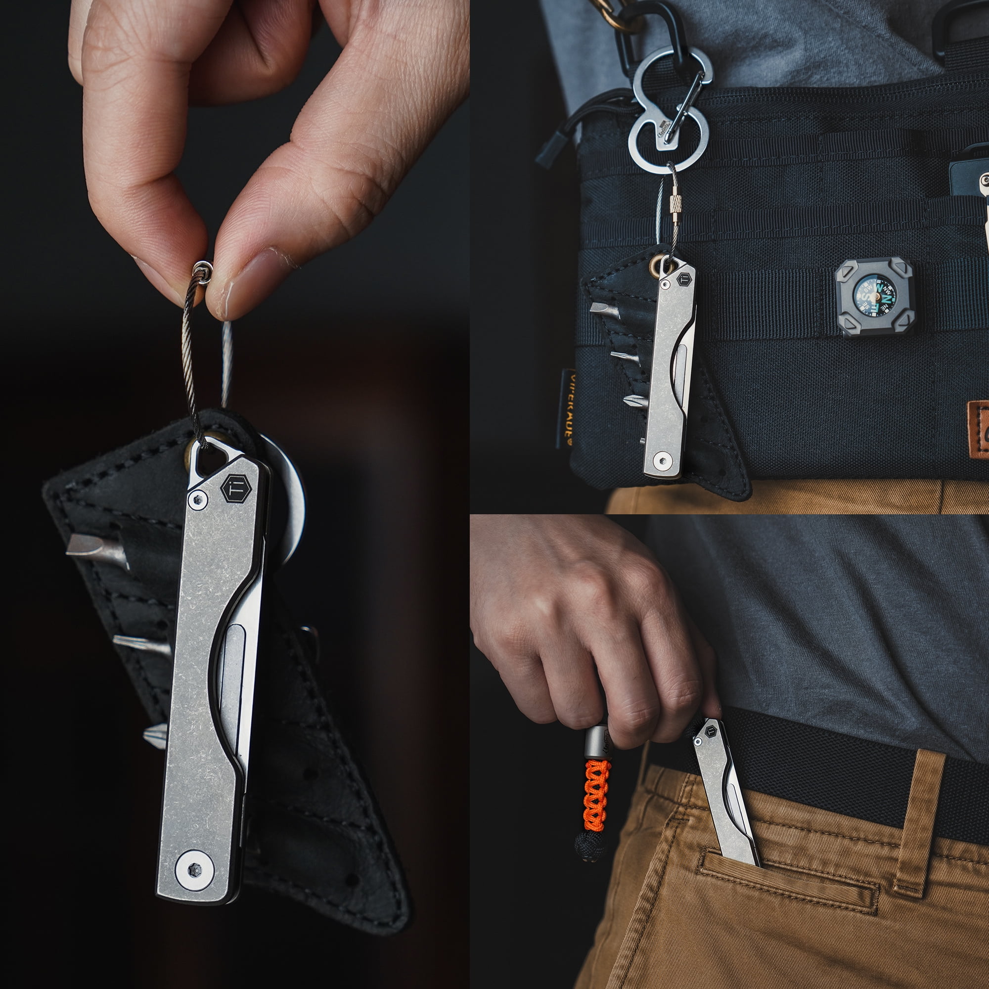 Key Unity KK01 Titanium Folding Knife, Utility EDC Pocket Knife with #24 Replaceable Blade, for Outdoor Hunting, Camping, Fishing, Hiking for Men & Women (Sandblasted)