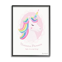 Stupell Industries Unicorn Princess Endearing Unicorn Portrait Fantasy Rainbow Graphic Art Black Framed Art Print Wall Art, Design by Diane Neukirch