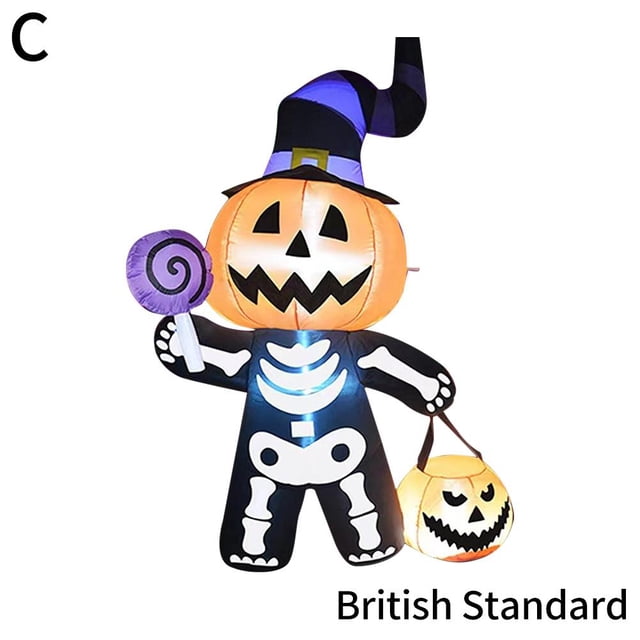 Skeleton Small Ghost Model Inflatable Pumpkin Skull Halloween Decoration with LED Lights, 6FT Tall, Waterproof Polyester