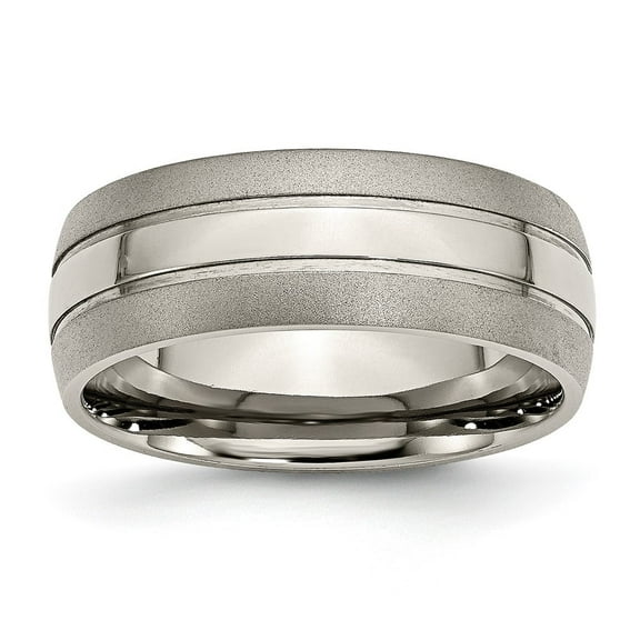 Auriga Fine Jewelry Titanium Brushed and Polished 8mm Grooved Men's Band Size 10