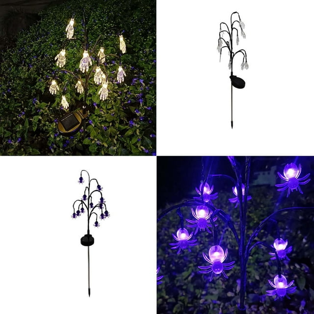 Xihbxyly Farol Solar de Halloween, Diseño Decorativo de Rama, Luces Led Cálidas, Sin Cableado, Decoración para Jardín, Fiestas Al Aire Libre, Bodas, Fácil Instalación, Juego de 1 Pieza