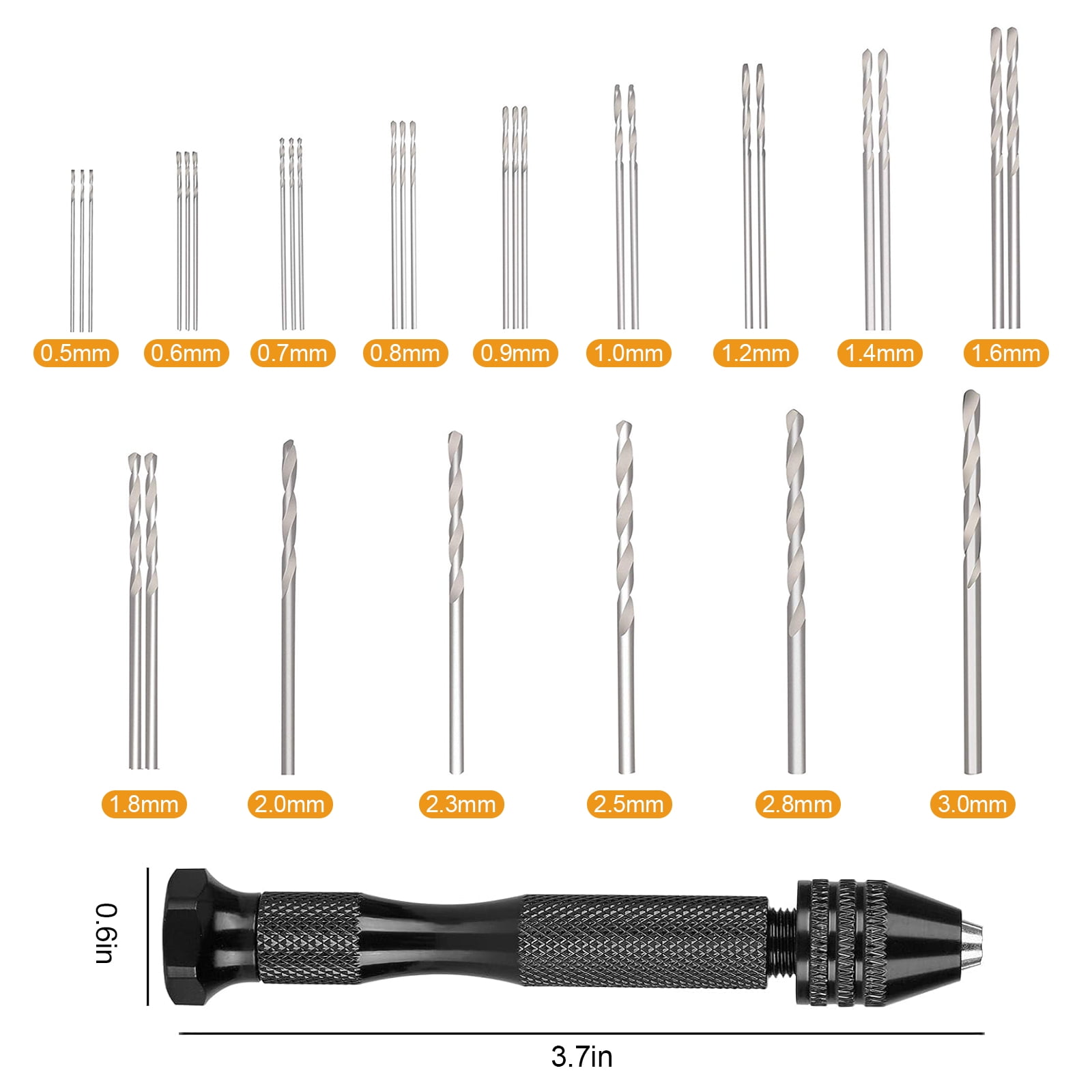 WholeFire Handboorset – 60-delig Met Pin Vise, Twist Boren 0.5-3.0mm En PCB Mini Boren 0.3-1.2mm