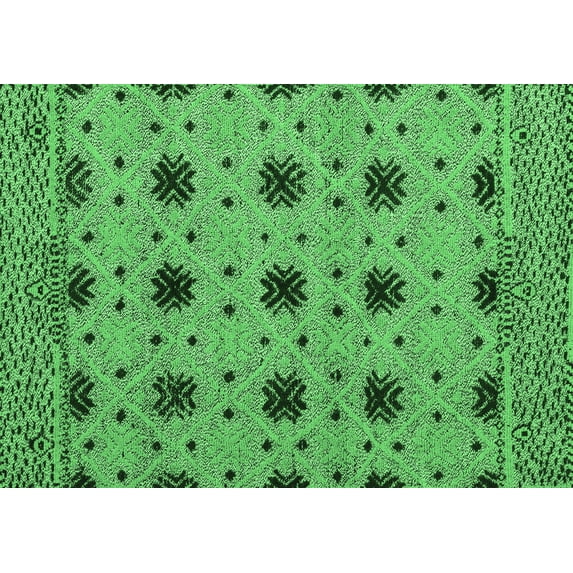 Ahgly Company Indoor Rectangle Abstract Emerald Green Modern Area Rugs, 2' x 4'