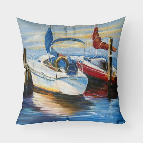 Carolines Treasures JMK1242PW1818 Symmetry Sailboats Canvas Fabric Decorative Pillow 18H x18W multicolor