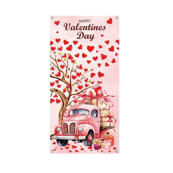 Valentines' Day Door Cover Door Decorations Car Love Heart Banners Large Door Banners Suitable for Home and Party Supplies