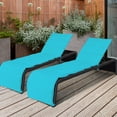 thumbnail image 1 of Gymax Ensemble de 2 Chaises Longues Inclinables de Patio en Rotin Réglables avec Coussin Turquoise, 1 of 9