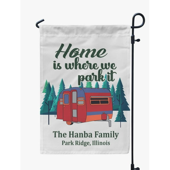 Printtoo White Home Is Where We Park It Motorhome Camping Flags For Campers Personalized Double SidedFlag Outdoor Decor Sign CampsiteFlag